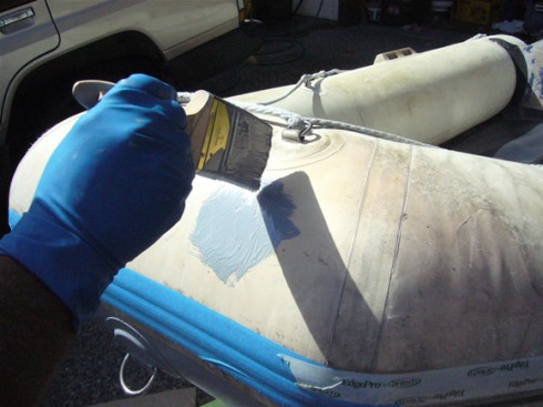 Inflatable boat paint restoration